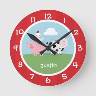 Barnyard Animaux Horloge murale de pépinière