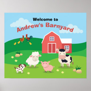 Barnyard avec Animaux Anniversaire Affiche de bien