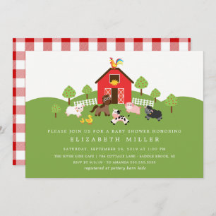 Barnyard Farm Animaux Baby shower Invitation