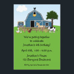 Barnyard Friends, Green, Birthday Invitation<br><div class="desc">Une invitation amusante à la fête d'anniversaire avec un thème baryade. Le design présente une grange bleue et des animaux de ferme sur un arrière - plan vert. Facile à customiser avec les détails de votre événement. Les invitations sont accompagnées d'enveloppes blanches et de votre choix de papier. Graphiques ©...</div>