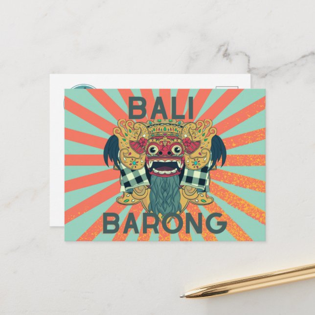Barong Legacy : Carte postale Bali Vintage (Devant/Arrière en situation)