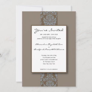 Baroque Damask Coup de mariage Invitation : sépia