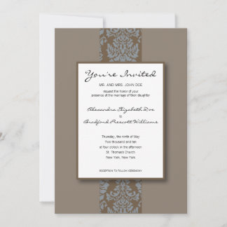 Baroque Damask Coup de mariage Invitation : sépia