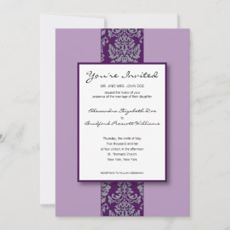 Baroque Damask Coup de mariage Invitation : violet