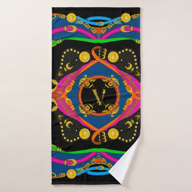 baroque doré, motif de chaîne et ceinture (Serviette de bain)