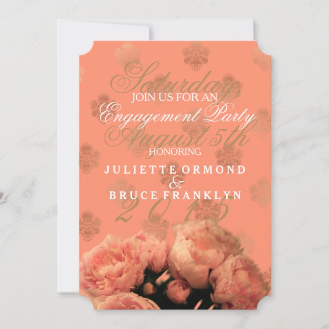 Baroque Et Peonies - Carte Invitation (Devant)