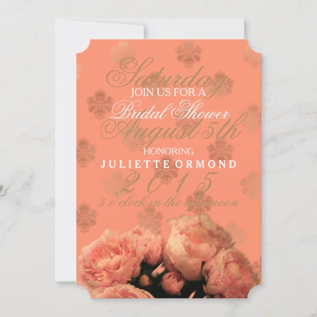 Baroque Et Peonies - Invitation À La Douche Nuptia (Devant)