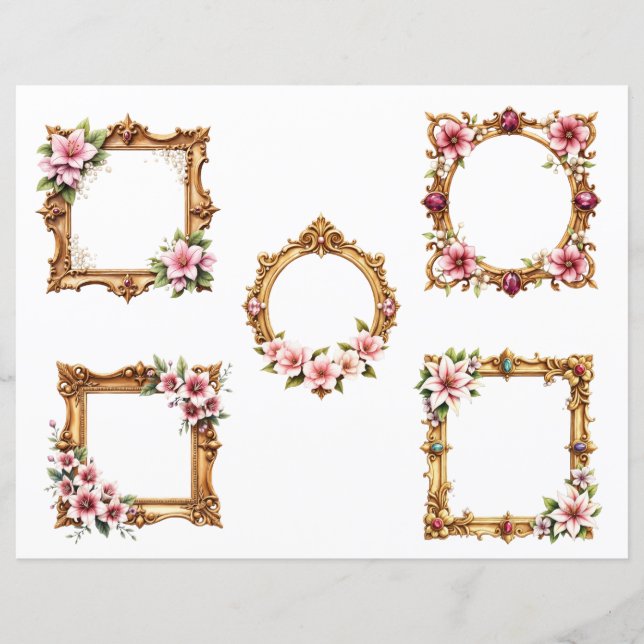 Baroque Floral Frame Scrapbook Paper Cutouts (Devant)