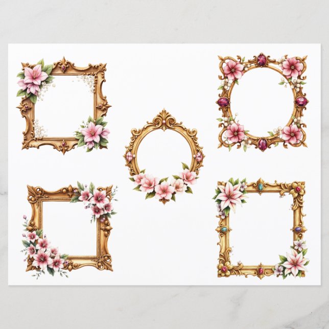 Baroque Floral Frame Scrapbook Paper Cutouts (Devant)
