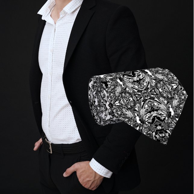 BAROQUE ITALIEN NOIR ET BLANC IMPRIMER CRAVATE HOM (Créateur téléchargé)