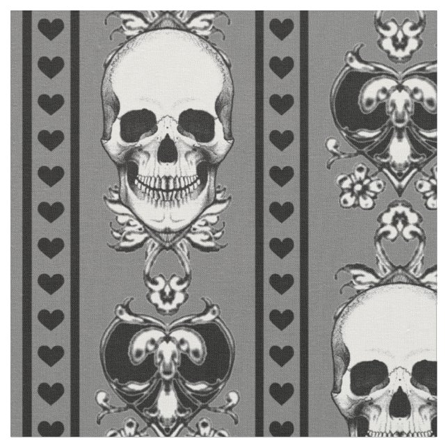 Baroque Tissu gris Motif de la bande crâne (Fermer)