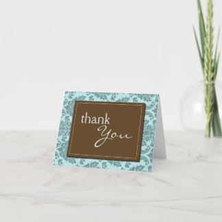 Baroque Vintage Aqua Carte de remerciements bleu