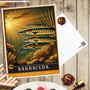 Barracuda   Carte postale Famille Vintage Animal
