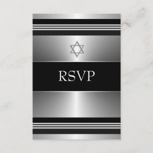 Barre argentée noire Mitzvah RSVP d'étoile de