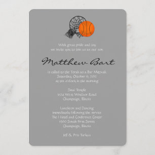 Barre Bat mitzvah Invitation Basketball Thème
