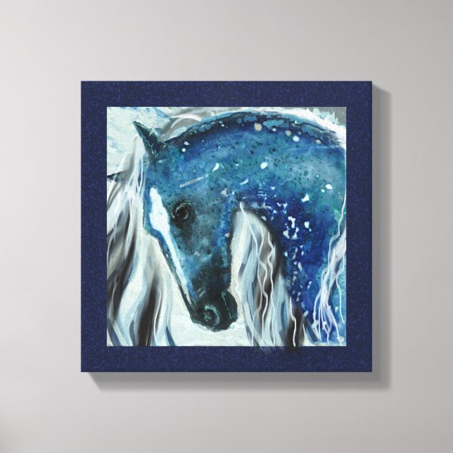 Barre bleue Cheval Art sur toile enveloppée (Recto)