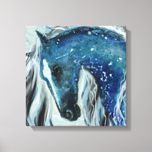 Barre bleue Cheval Art sur toile enveloppée
