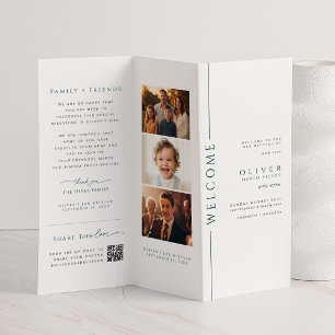 Barre bleue et blanche Mitzvah Trifold Program