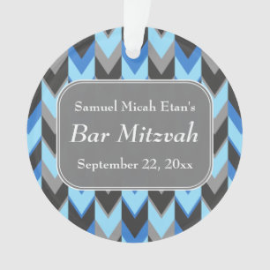 Barre bleue et grise Mitzvah de motif de Chevron