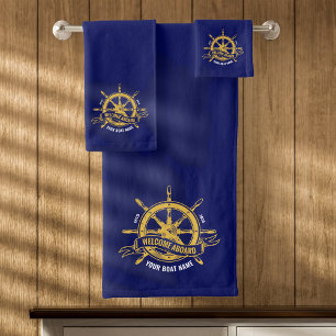 Barre de Navire Nautique Bienvenue à Bord Bleu Nui
