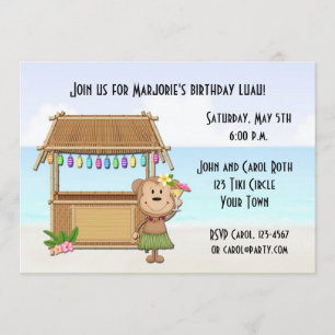 Barre de Tiki, invitation de singe de Luau