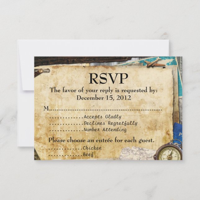 Barre de voyage vintage/Bat mitzvah RSVP (Devant)