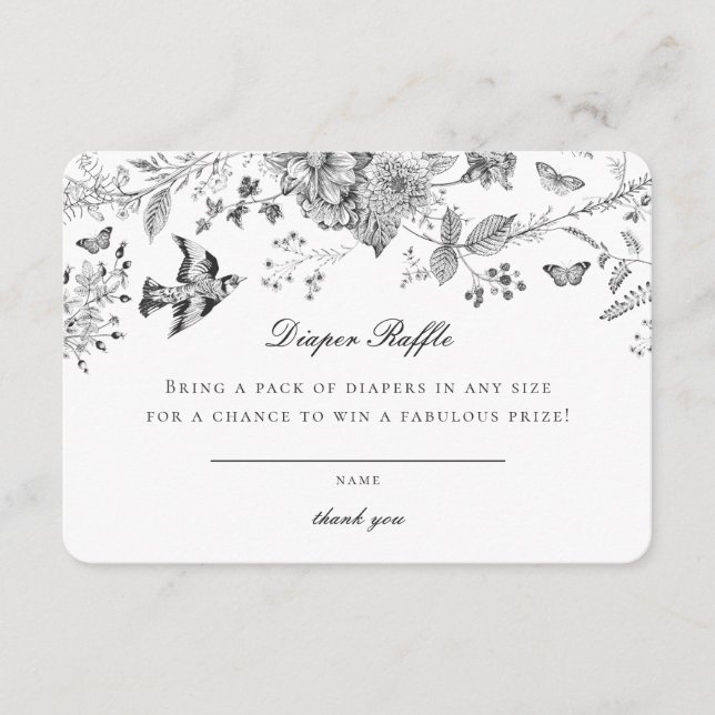 Barre florale de Toile noire Invitation Insertion (Devant)