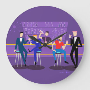 Barre Gay Retro Acrylique Arrondi Mur Horloge