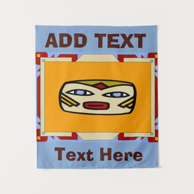 Barre Hawaiian Tiki, ajouter du texte, Tapisserie (Devant)