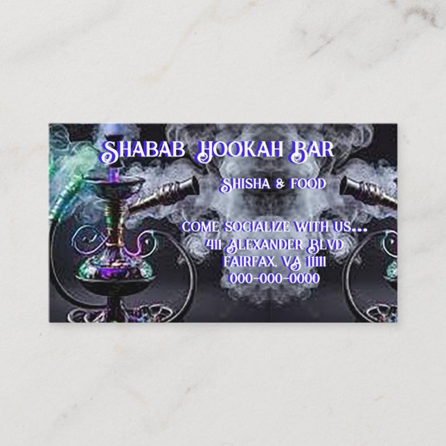 Barre Hookah Standard, Carte de visite de 3,5 po x (Devant)