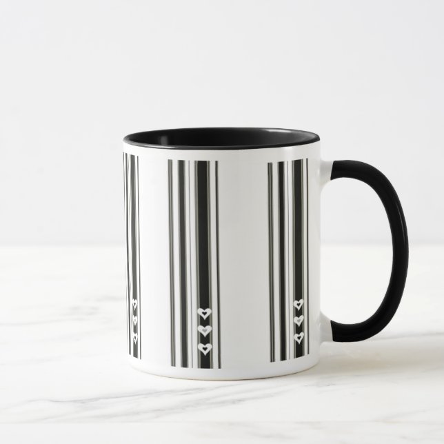 Barre la tasse noire de coeurs de n (Droite)