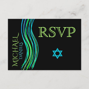 Barre Mitzvah Prière verte châle RSVP