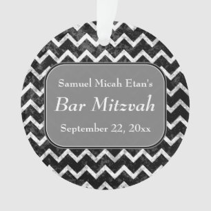 Barre noire et blanche Mitzvah de Chevron de motif