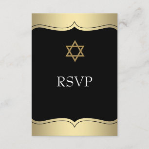 Barre noire Mitzvah RSVP d'étoile de David d'or