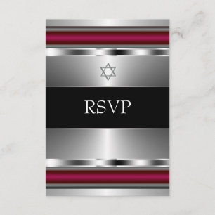 Barre rouge noire Mitzvah RSVP d'étoile de David