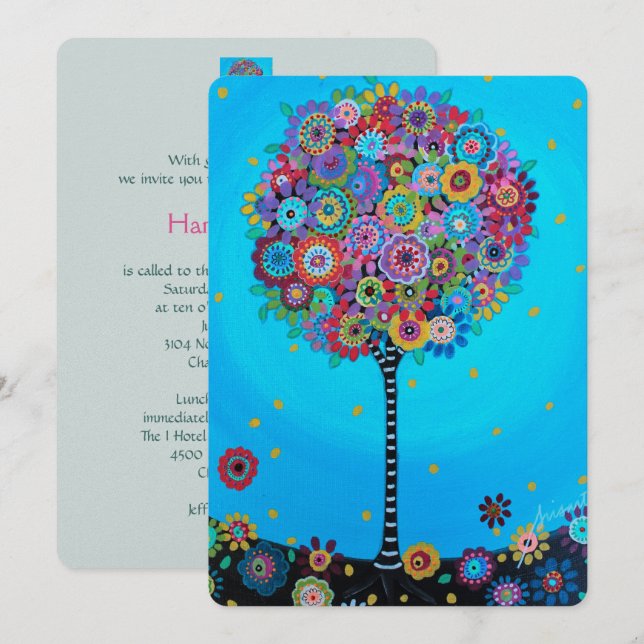 barreau bat mitzvah ARBRE DE LA VIE INVITATIONS (Devant / Derrière)