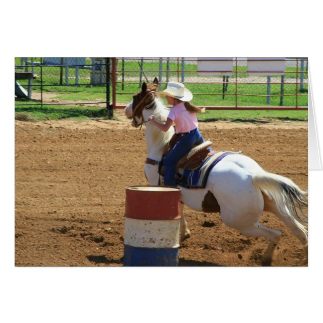 Barrel Racing Little Cowgirl Western Card (Devant horizontal)