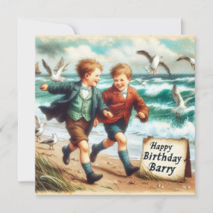 BARRY ~ Carte d'anniversaire ~ Amusement à la plag