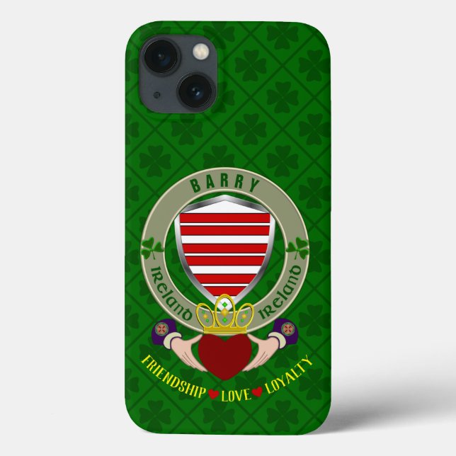 Barry Irish Shield & Claddagh Coque personnalisé (Verso)