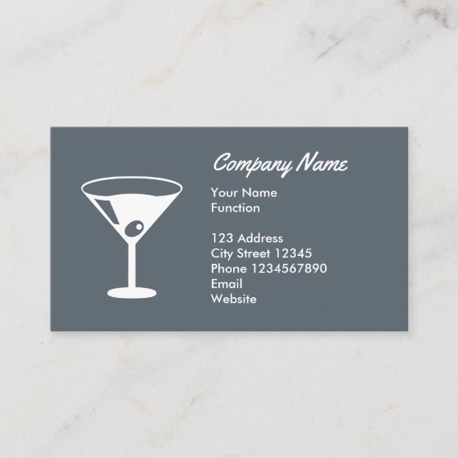 Bartender carte de visite avec logo en verre de co (Devant)