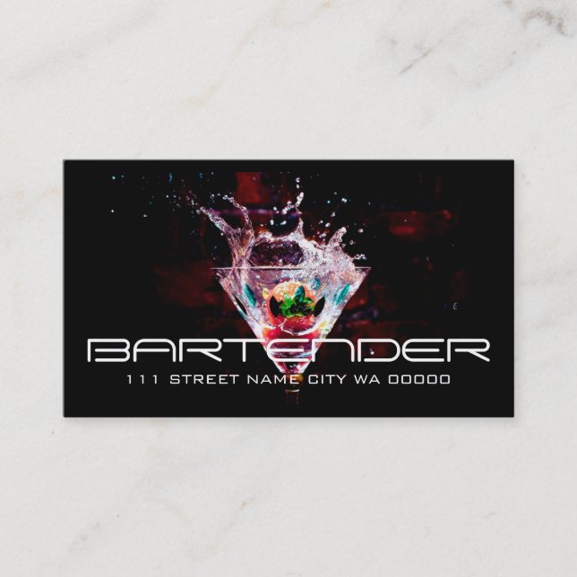 Bartender Carte de visite de vie nocturne (Devant)