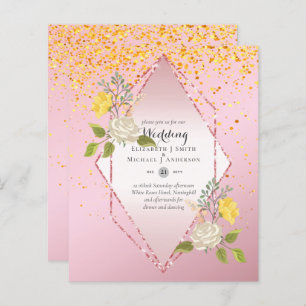 BAS BUDGET Blanc Rose Jaune Fleur Mariage Inviter