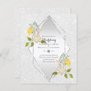 BAS BUDGET Blanc Rose Jaune Fleur Mariage Inviter