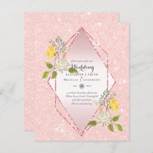 BAS BUDGET Blanc Rose Jaune Fleur Mariage Inviter