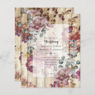 BAS BUDGET Mariages Invitations ROSES Vintages
