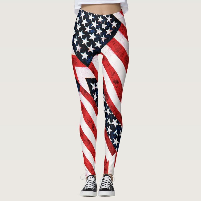 Bas collants patriotiques rouge blanc et bleu (Devant)