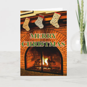 bas de noël et carte de cheminée