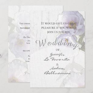 Base Tree Peony Faire-part de mariage blanc
