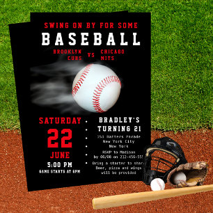 Baseball 21e anniversaire Sports Party Invitation