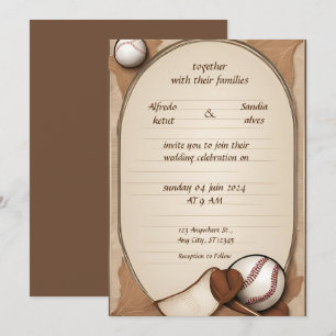 Baseball amour sport Thème Mariage Invitations